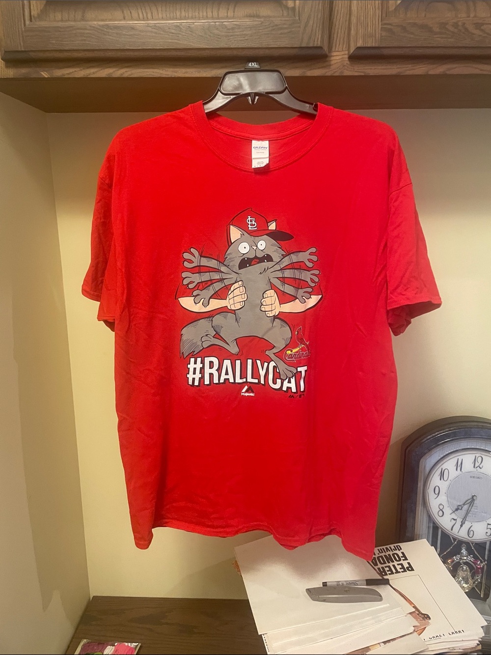 Majestic Red #RALLYCAT St. Louis Cardinals Graphic Tee
